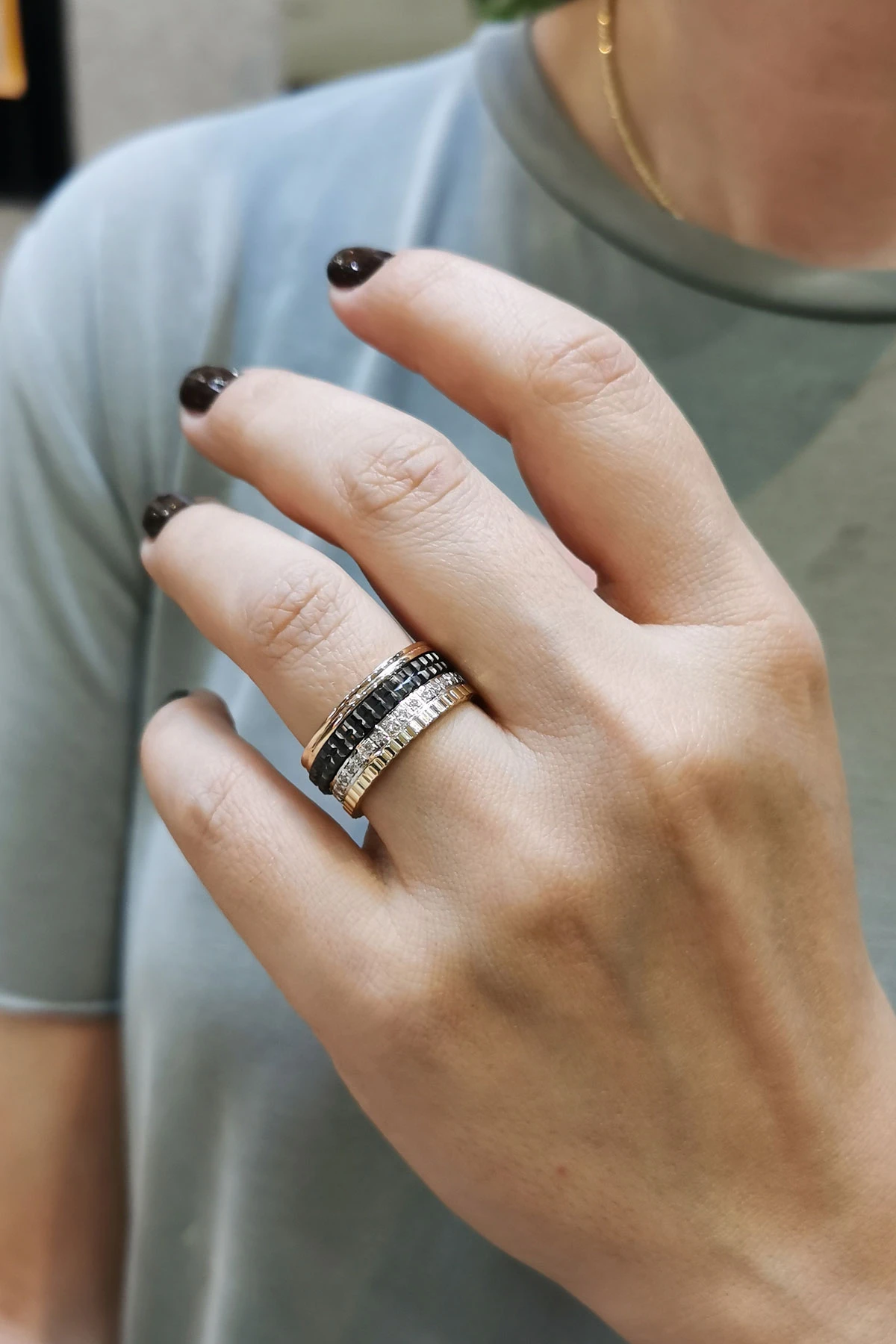 Altın 3 Renk Tasarım Unisex Alyans (YZK1148) - Aslı Gold