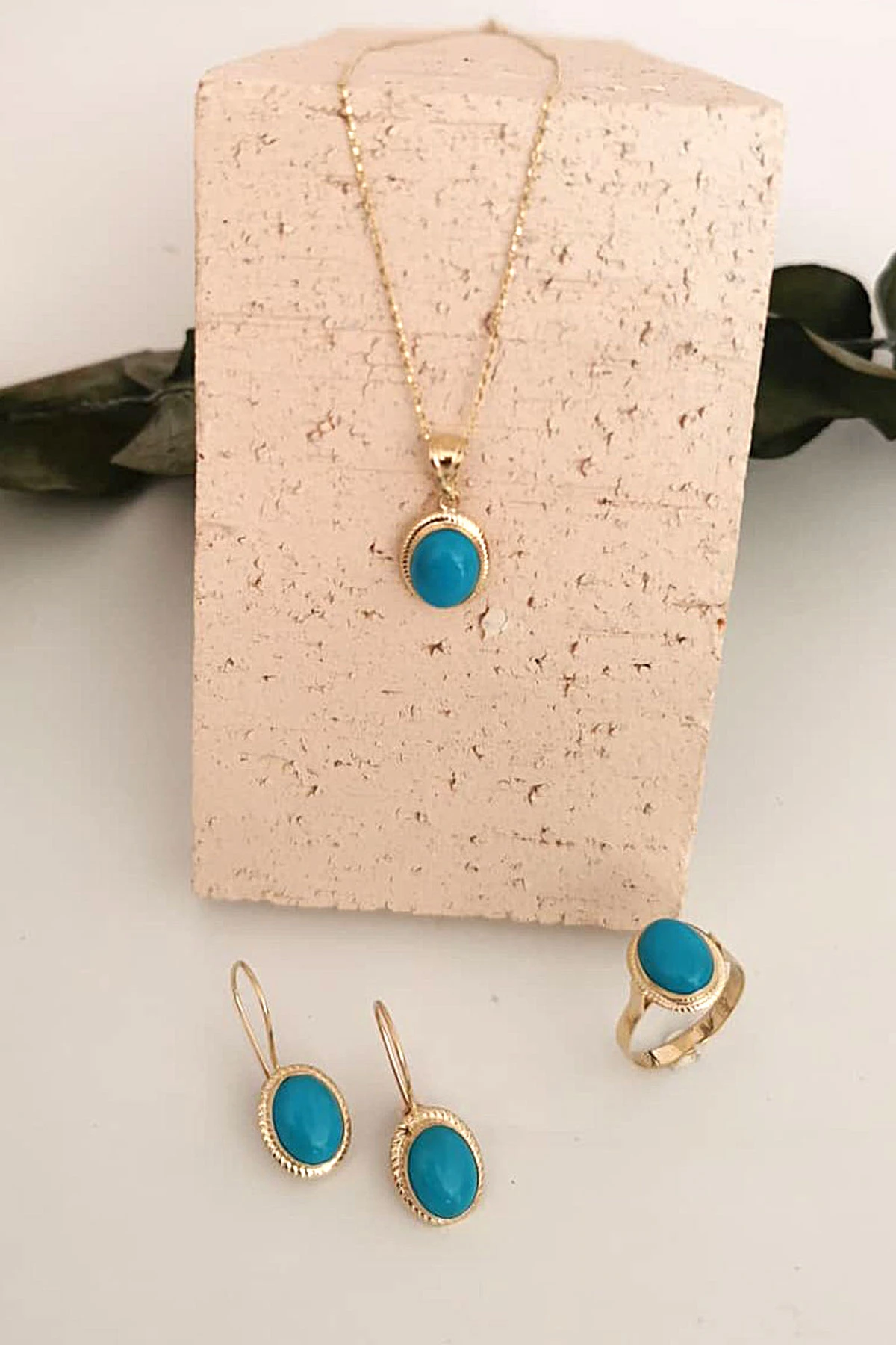 Firuze Taşlı Altın Mini Set (TKM0102) - Aslı Gold