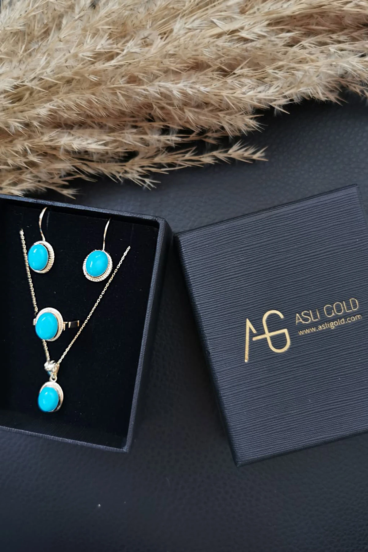 Firuze Taşlı Altın Mini Set (TKM0102) - Aslı Gold