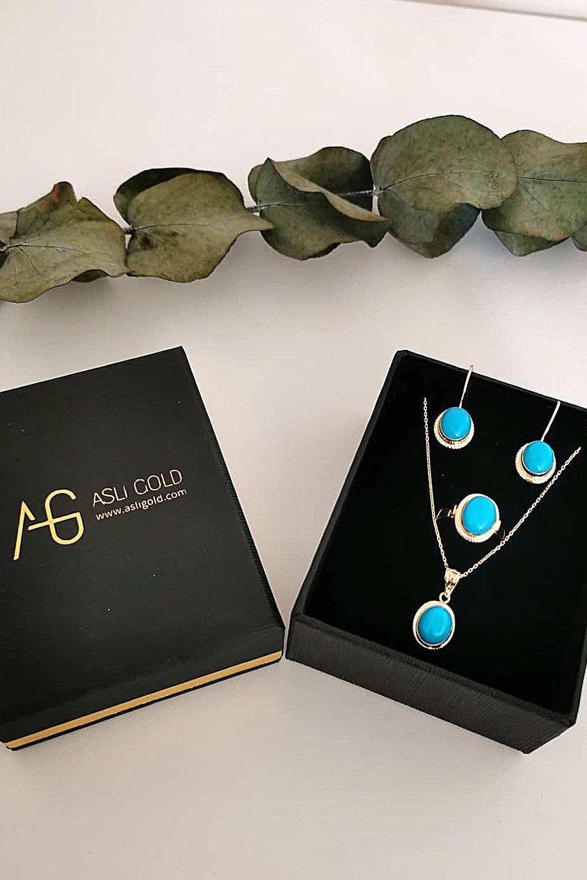 Firuze Taşlı Altın Mini Set (TKM0102) - Aslı Gold