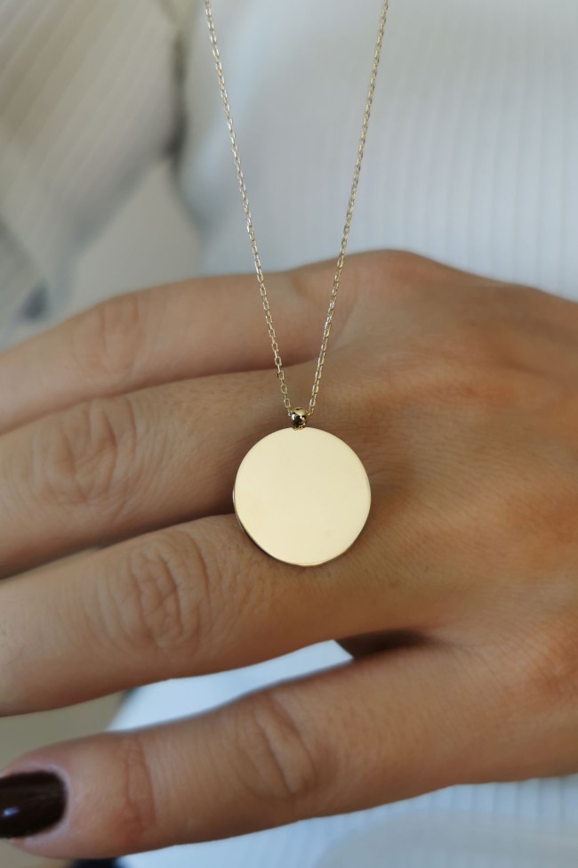 1.8 Cm Altın Plaka İsimlik Kolye