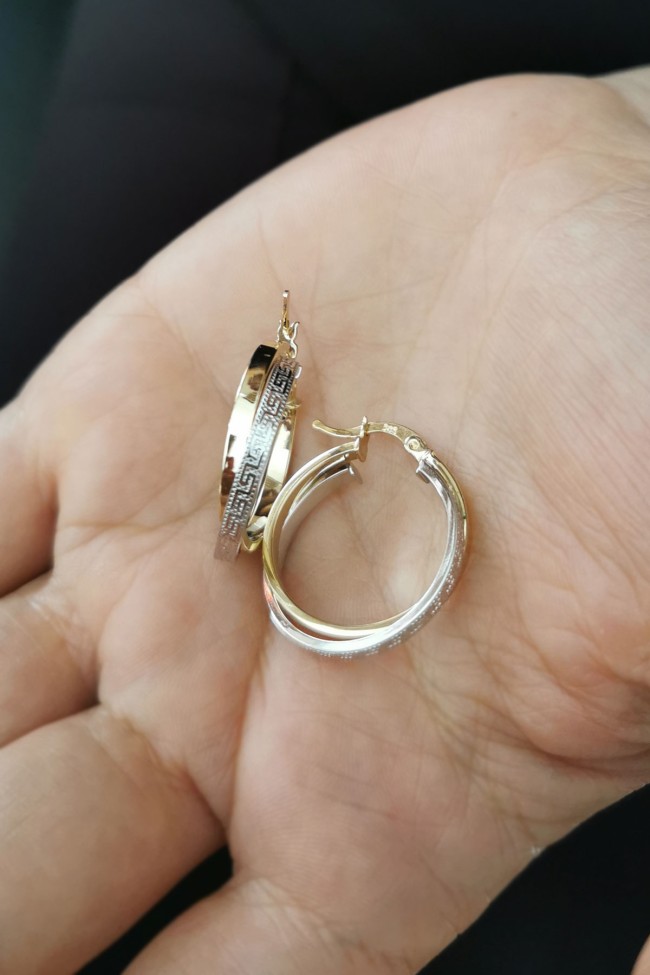 2.5 Cm Çift Bantlı Altın Halka Küpe