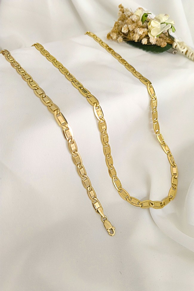 5.5 Mm Altın Valentino Erkek Kolye Bileklik Takım