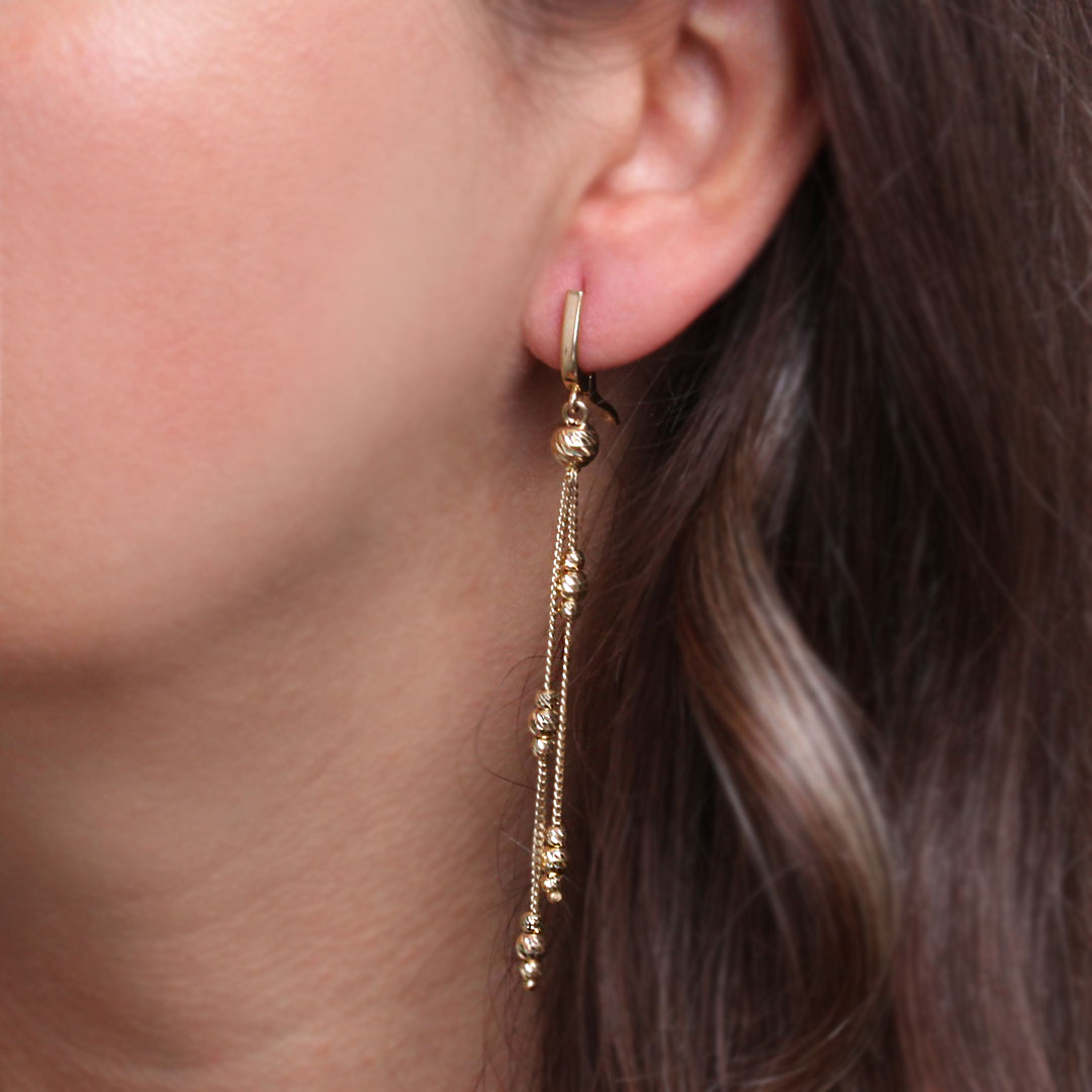 9 Cm Sallantılı Altın Dorika Küpe (KP0215)