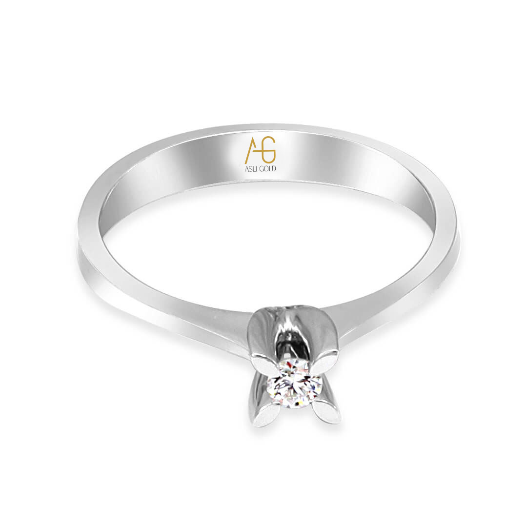 Altın 14 Ayar 0.08 Ct Pırlanta Tektaş Yüzük (SPR0035254)