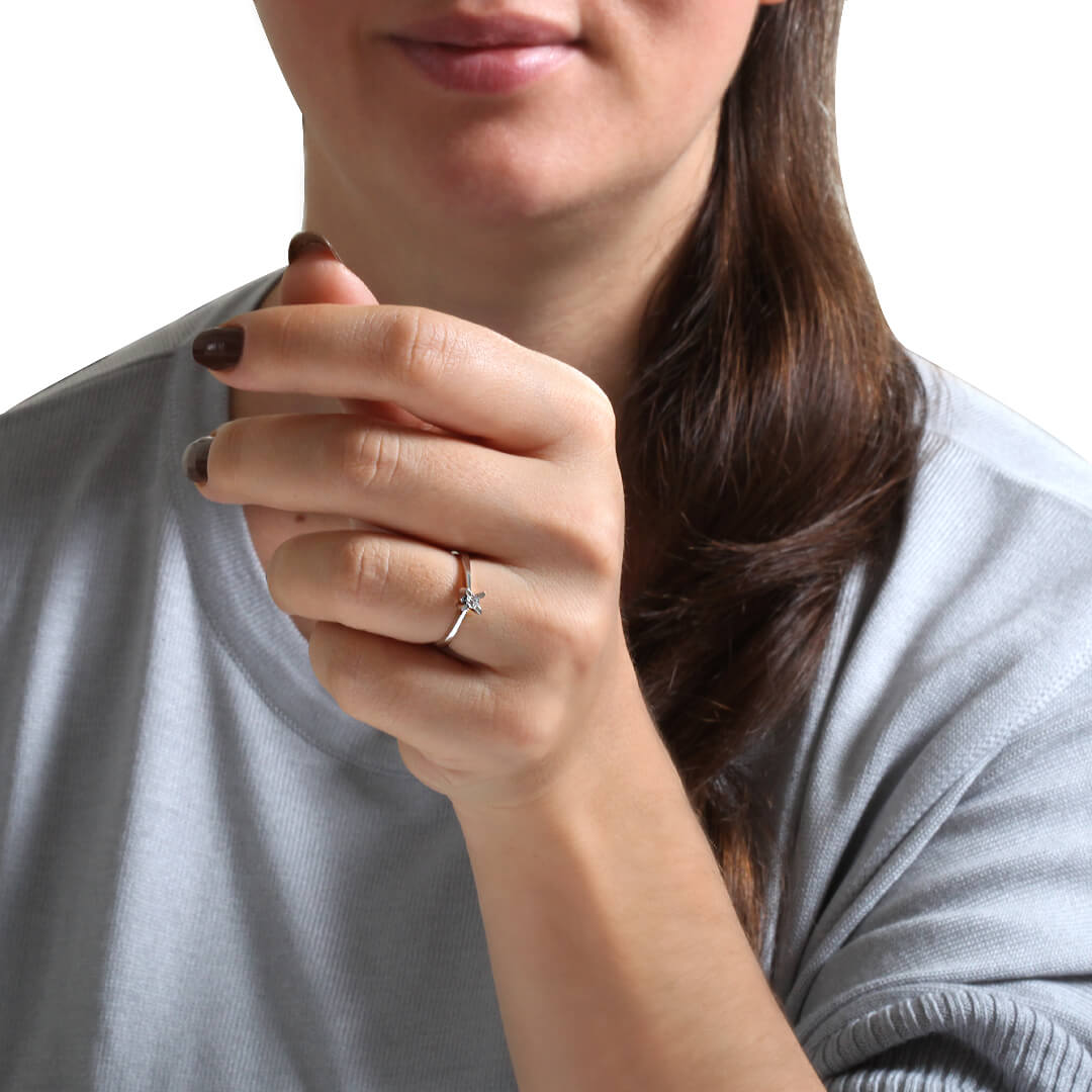 Altın 14 Ayar 0.08 Ct Pırlanta Tektaş Yüzük (SPR0035254)