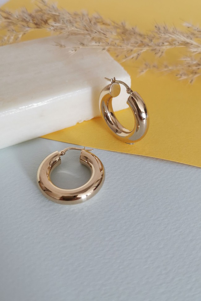 Altın 2.5 Cm 6 Mm Kalın Halka Küpe
