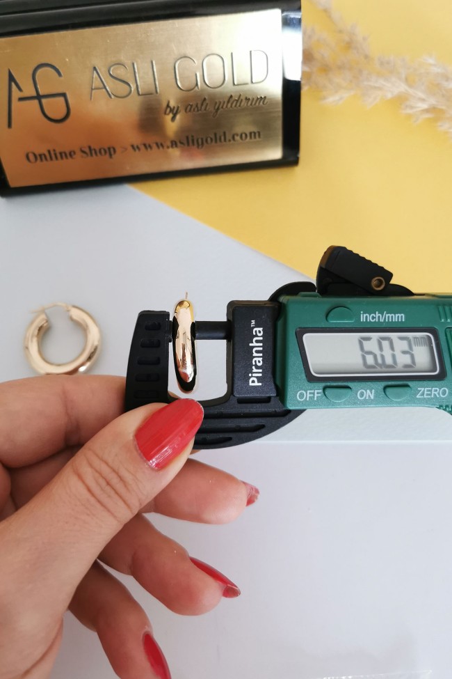 Altın 2.5 Cm 6 Mm Kalın Halka Küpe