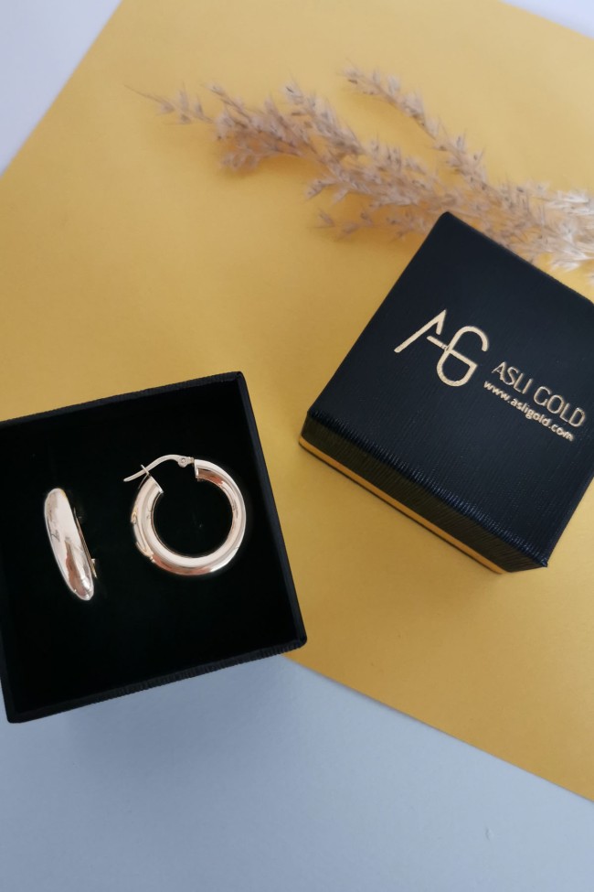 Altın 2.5 Cm 6 Mm Kalın Halka Küpe