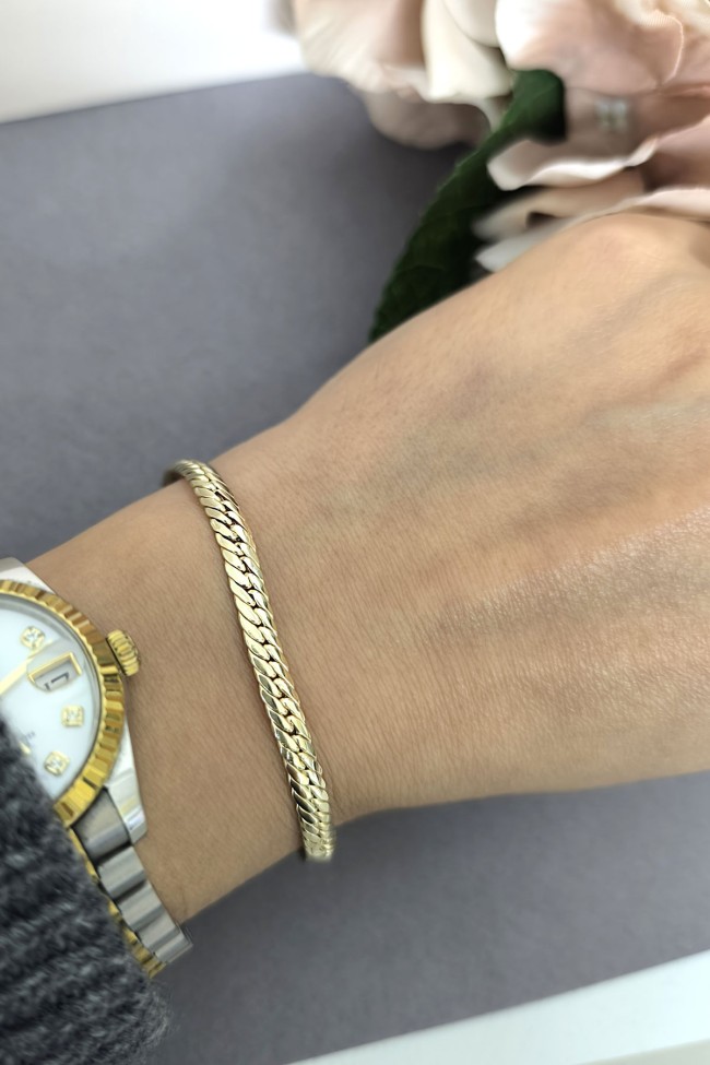 Altın 4.5 Mm Ezme Gurmet Zincir Bileklik