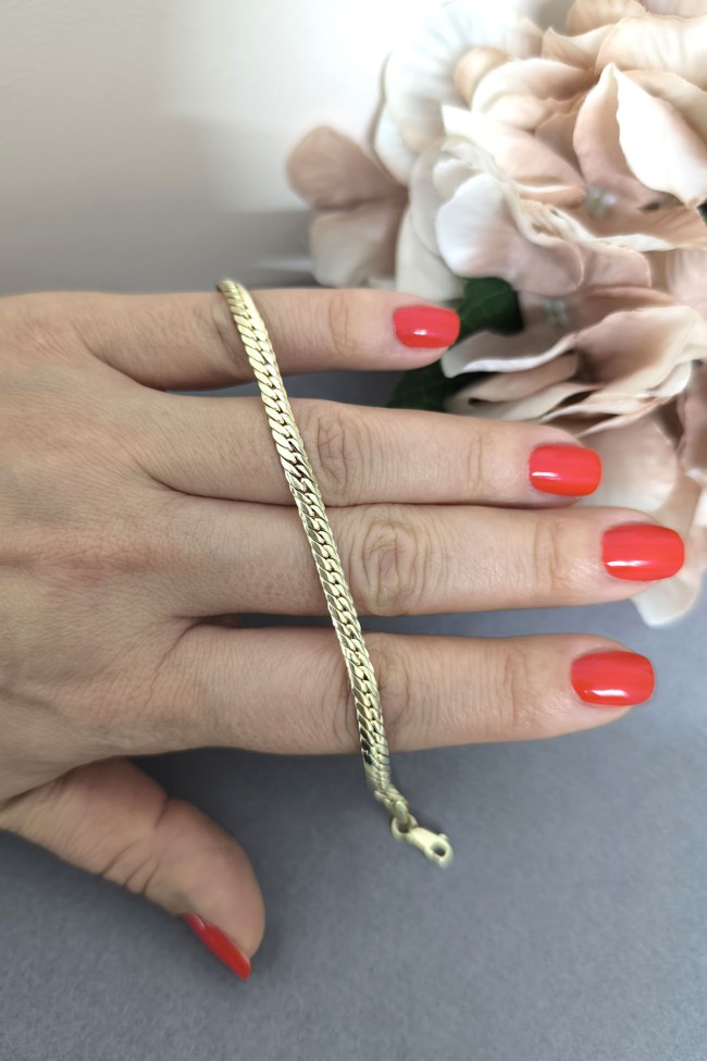Altın 4.5 Mm Ezme Gurmet Zincir Bileklik