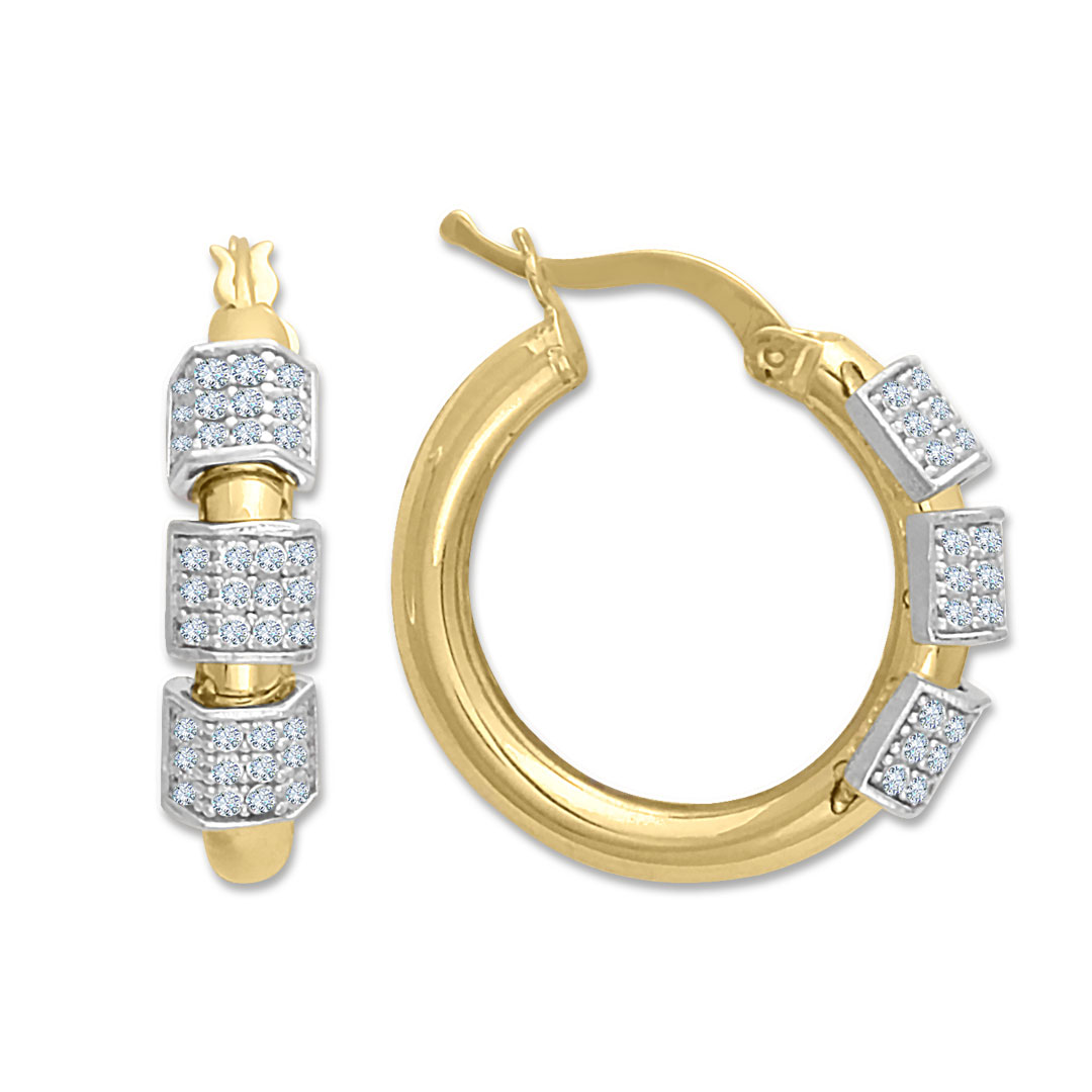 Altın Taş Detaylı 2.3 Cm Halka Küpe (KP0304)