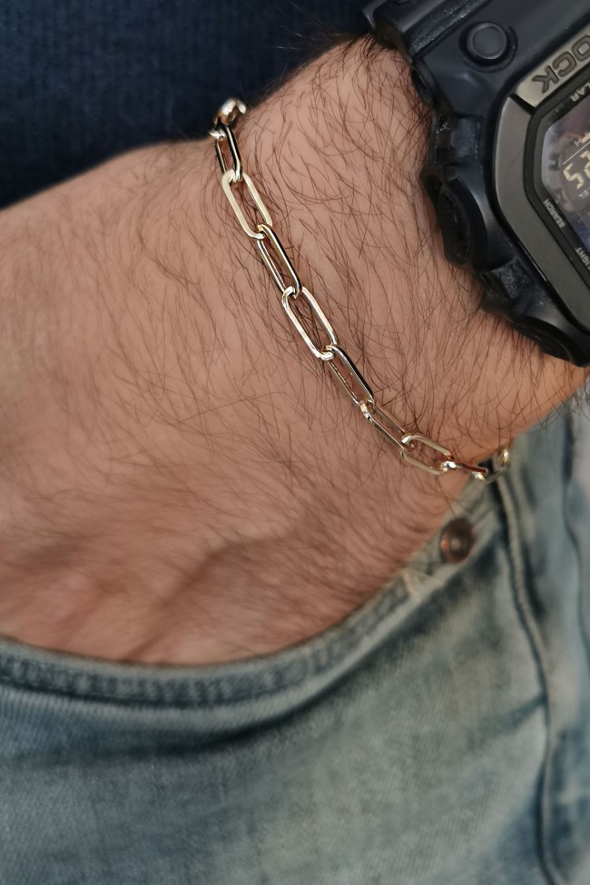 Ezme Ataç Zincir Unisex Altın Bileklik