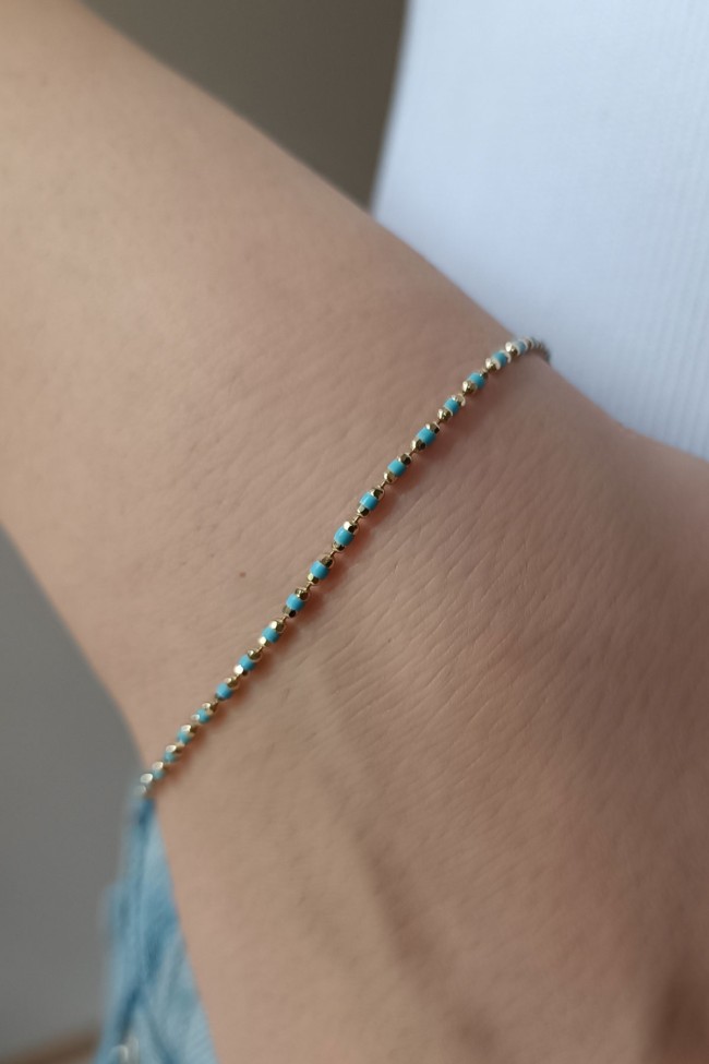 Mavi Mine Detaylı Altın Bileklik