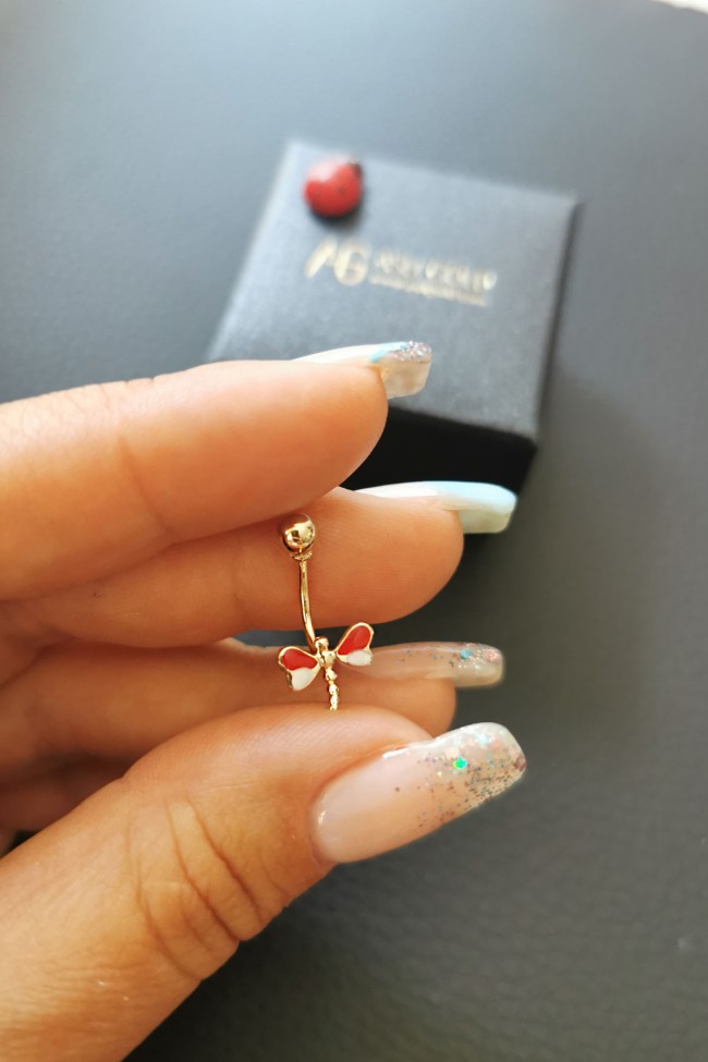 Mineli Yusufçuk Altın Göbek Piercingi