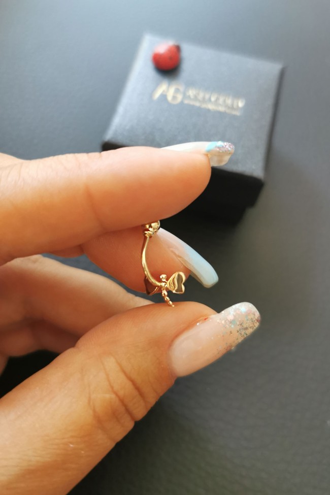 Mineli Yusufçuk Altın Göbek Piercingi