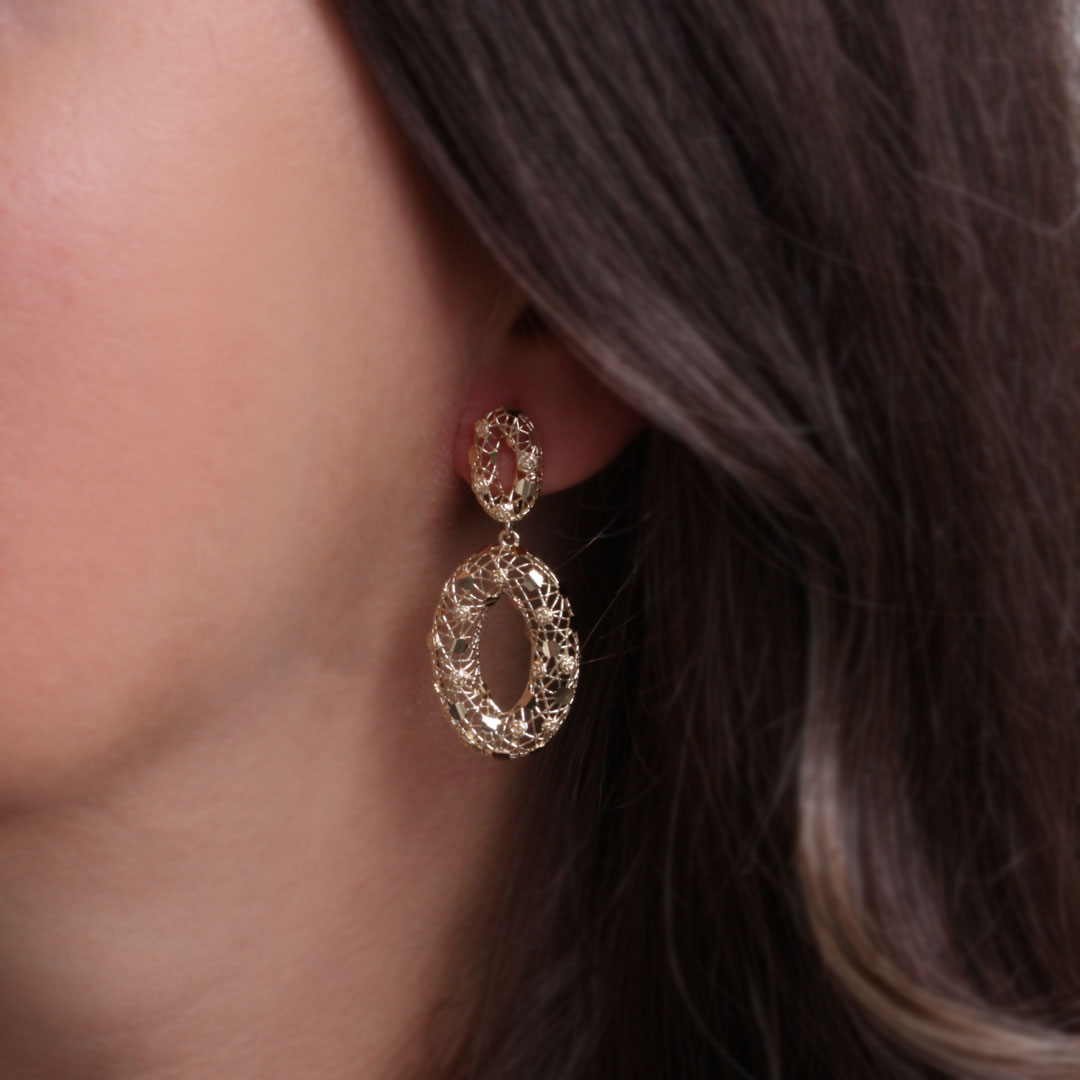 Oval Tasarım Altın İtalyan Küpe (KP0189)
