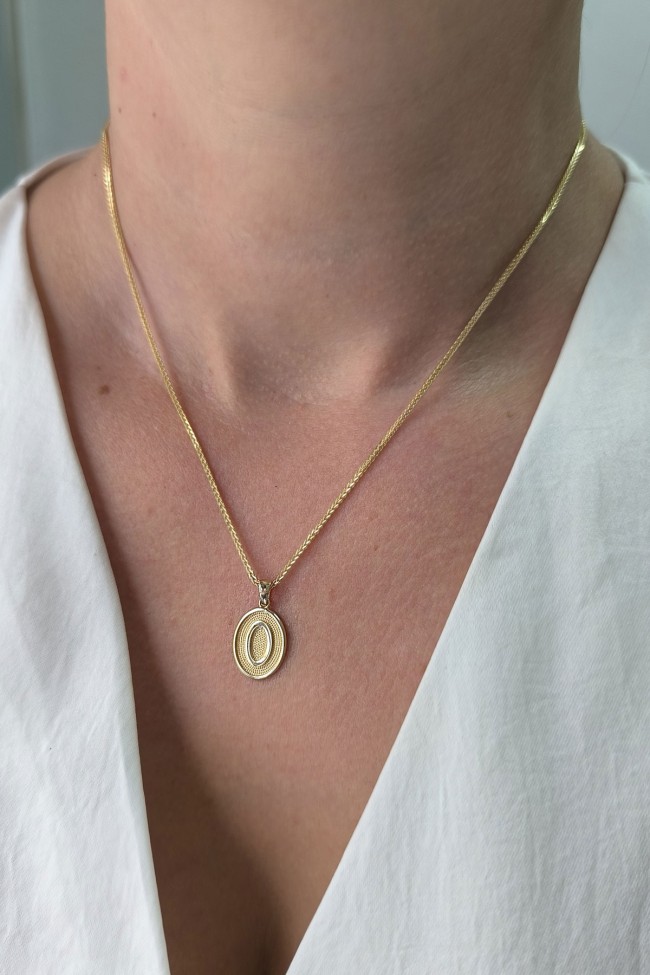 Oval Taşsız Altın O Harf Kolye