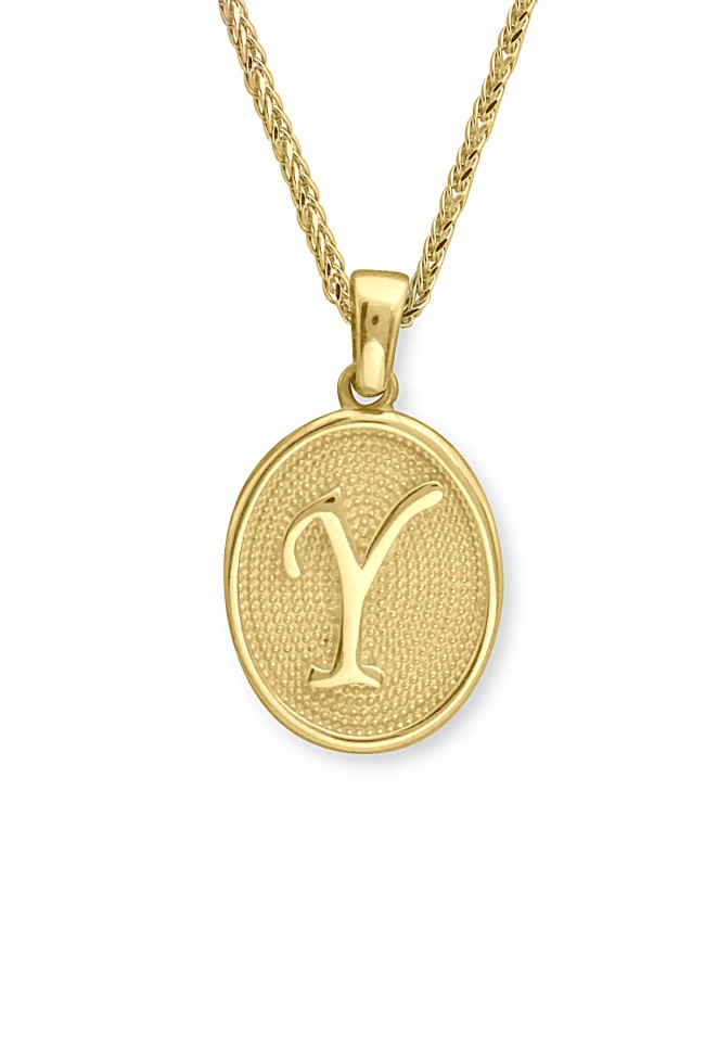 Oval Taşsız Altın Y Harf Kolye