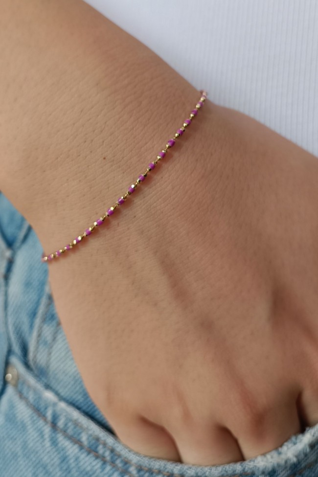 Pembe Mine Detaylı Altın Bileklik