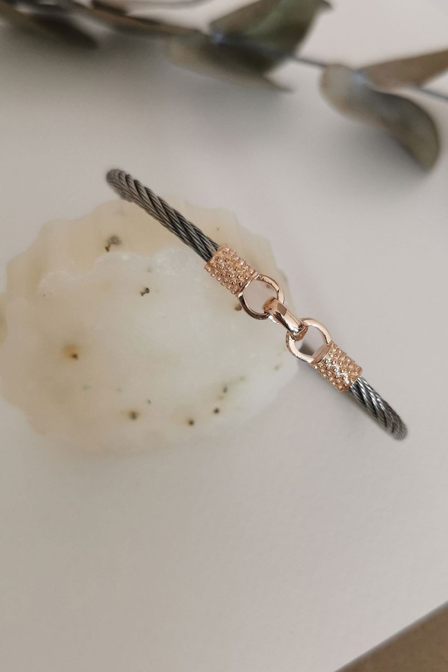 Rose Gold Sade Çelik Erkek Bileklik