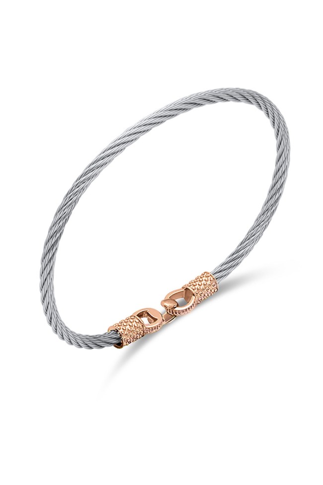 Rose Gold Sade Çelik Erkek Bileklik