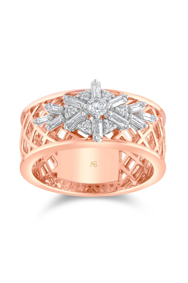 Rose Gold Yıldız Model Pırlanta Yüzük