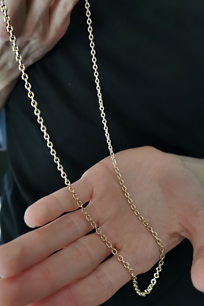 Sarı Altın 55 Cm İnce Doc Altın Unisex Zincir