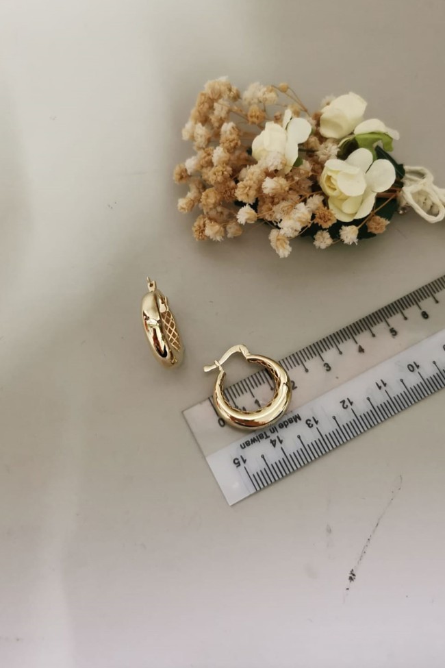 Sarı Altın Altın 2 Cm Halka Küpe