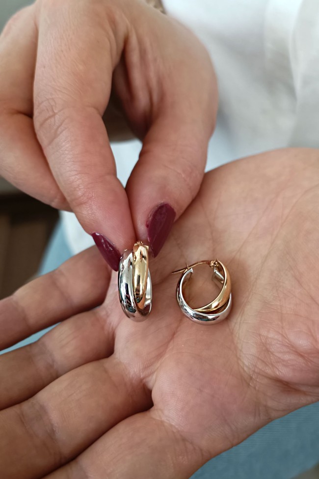 sarı beyaz altın Oval Sarı Beyaz Altın Halka Küpe