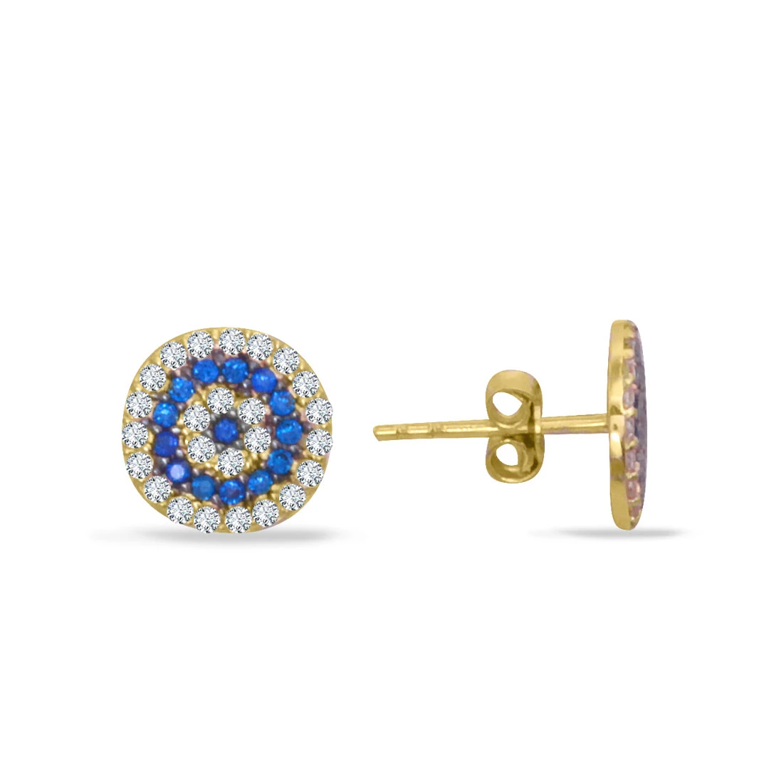1 Cm Altın Nazar Boncuğu Vidalı Küpe (KP0099)
