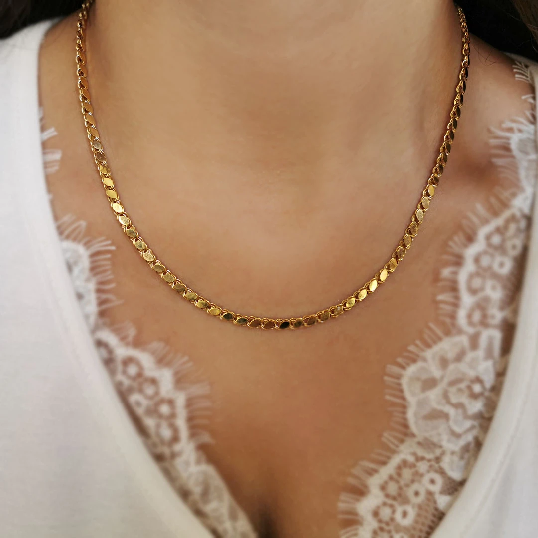 14 Ayar Altın 50 Cm Pullu Zincir  (KLY0473)