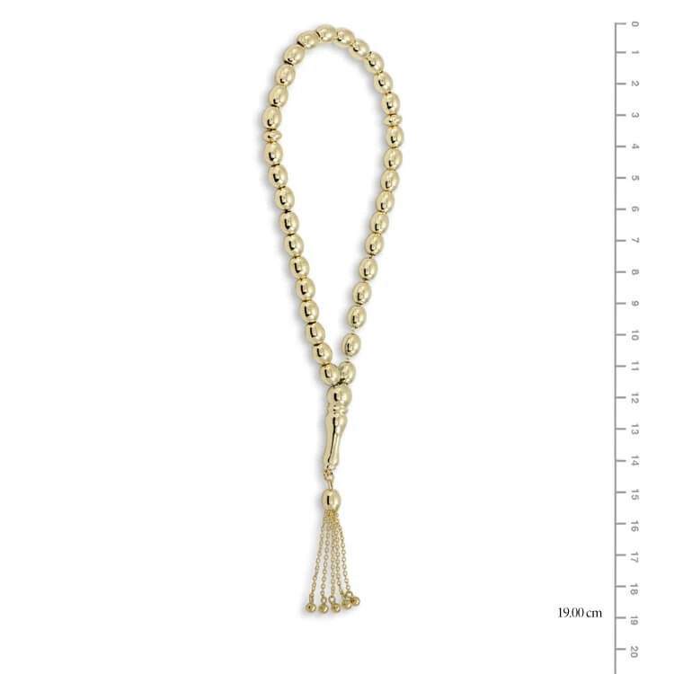 19 Cm Oval Düz Toplu Altın Tespih (TSP0008)