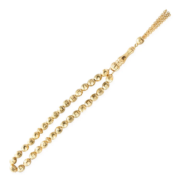 19,5 Cm Oval Top Detaylı Altın Tespih (TSP0012)
