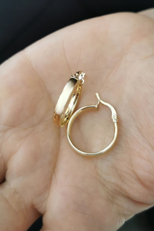 2 Cm Enli Altın Halka Küpe