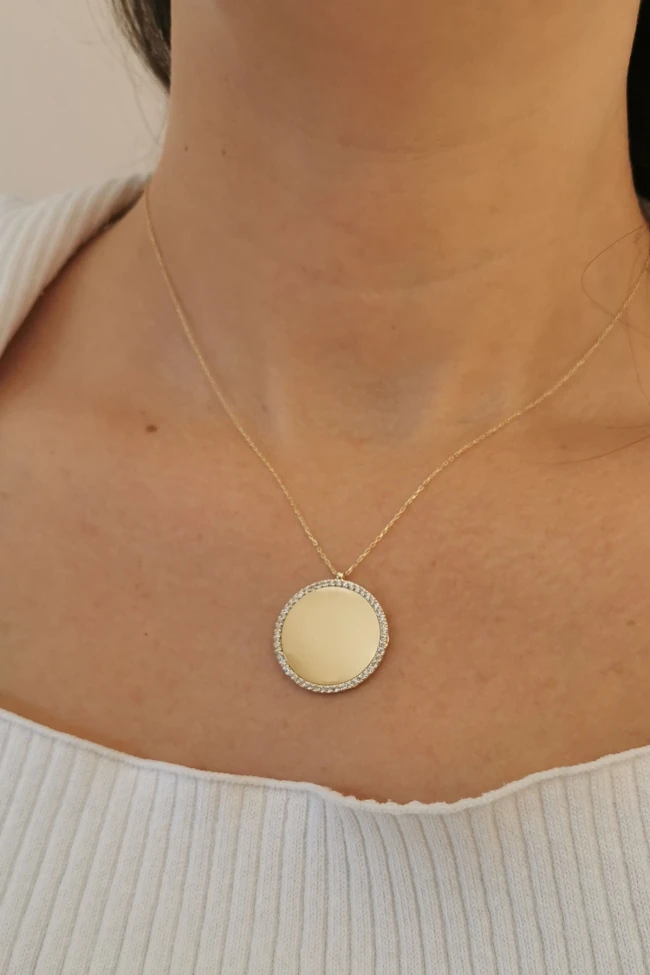 2.5 Cm Altın Plaka Kolye