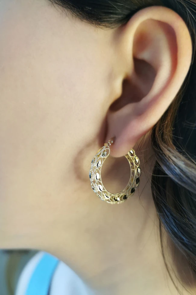 2.8 Cm Pullu Altın Halka Küpe