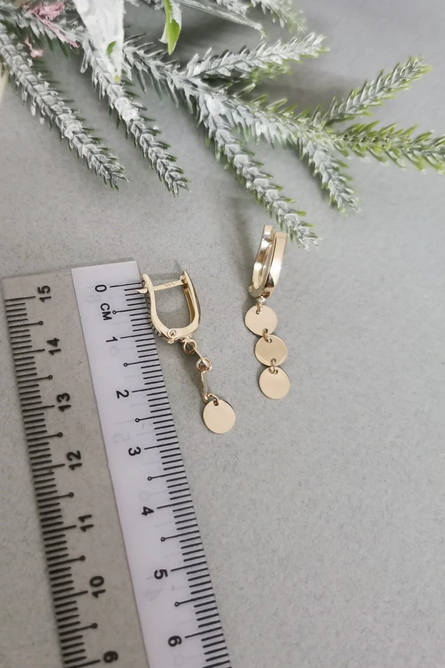 3 Cm Altın Spor Pullu Küpe (KP0219)
