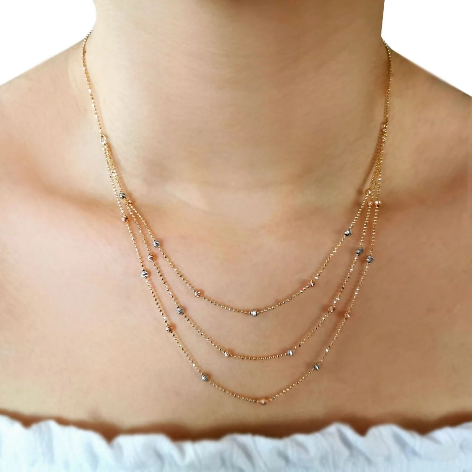 3 Sıralı Zincir Dorika Kolye (KLY0479)