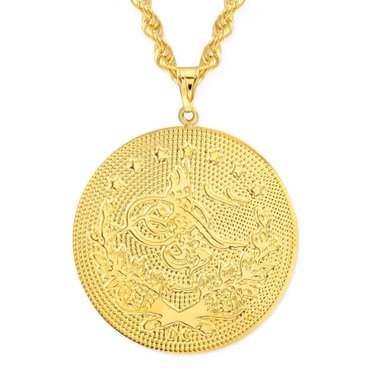 3.5 Cm Altın Tuğralı Halat Zincirli Kolye (KLY0242)