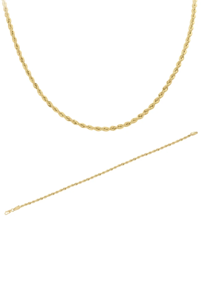 3.5 Mm Altın Halat Zincir Kolye Bileklik Takım