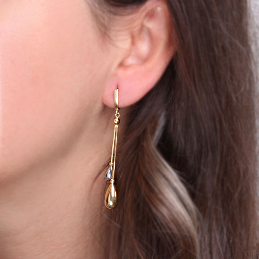 6 Cm Sallantılı Drop Toplu Altın Küpe (KP0212)