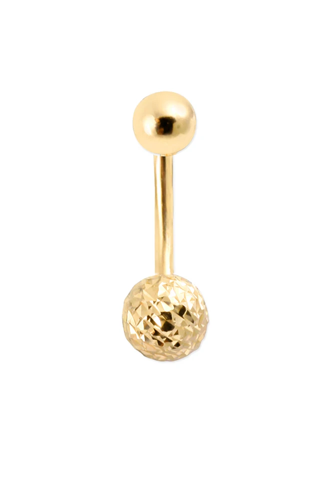 7 Mm Işıltılı Toplu Altın Göbek Piercingi (PC0002)