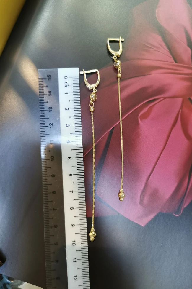 Altın 10 Cm Uzun Zincir Küpe