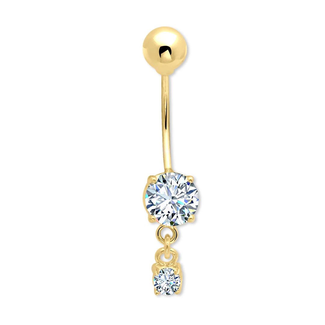 Altın 14 Ayar Tektaş Ucu Sallantılı Piercing (PC0019)