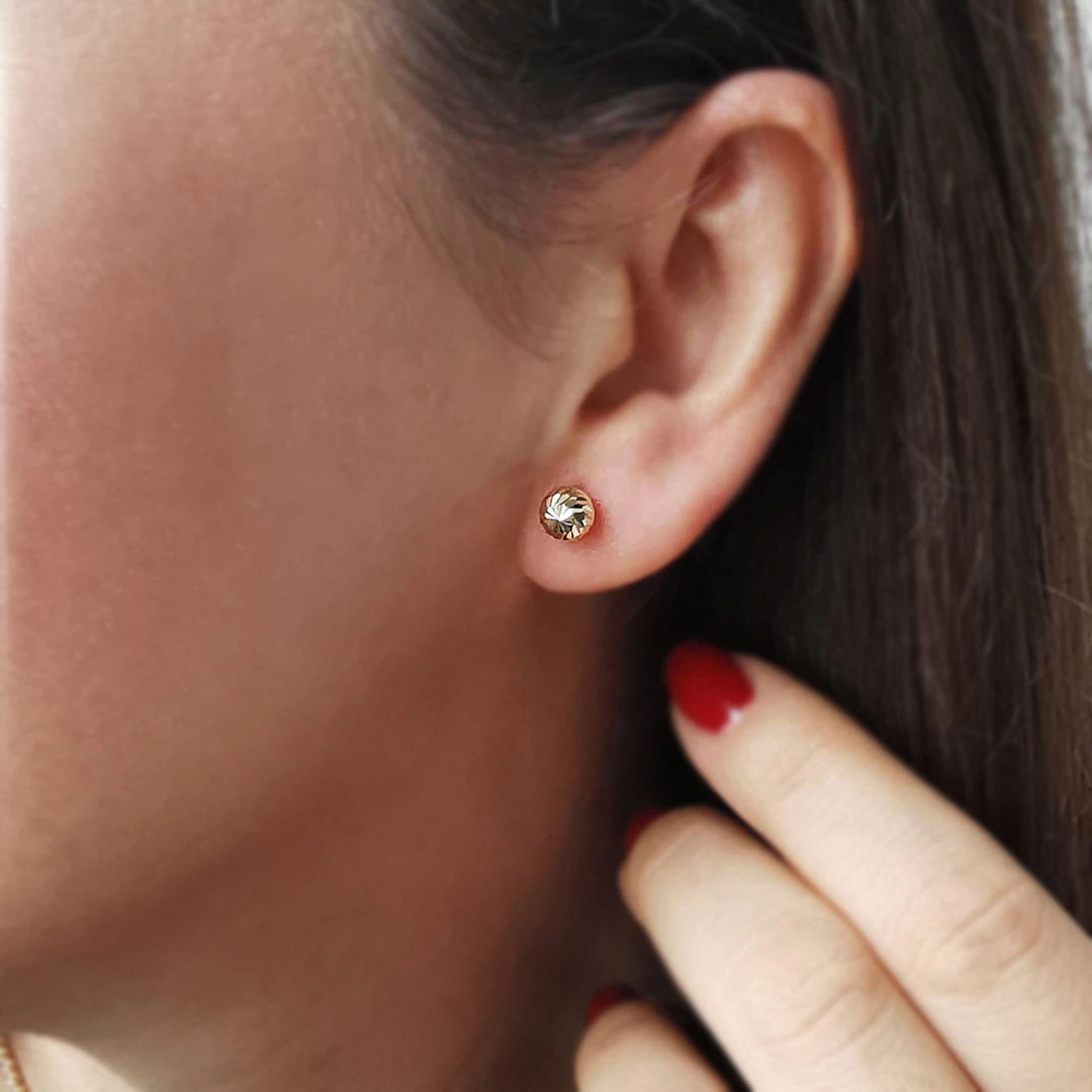 Altın 14 Ayar Vidalı Top Küpe (KP0309)