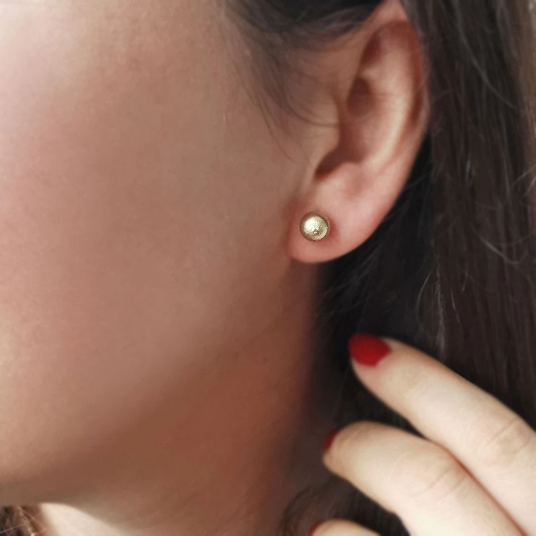 Altın 14 Ayar Vidalı Top Küpe (KP0310)