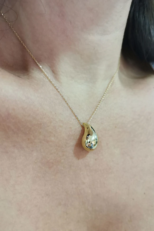 Altın 1.5 Cm Drop Damla Kolye