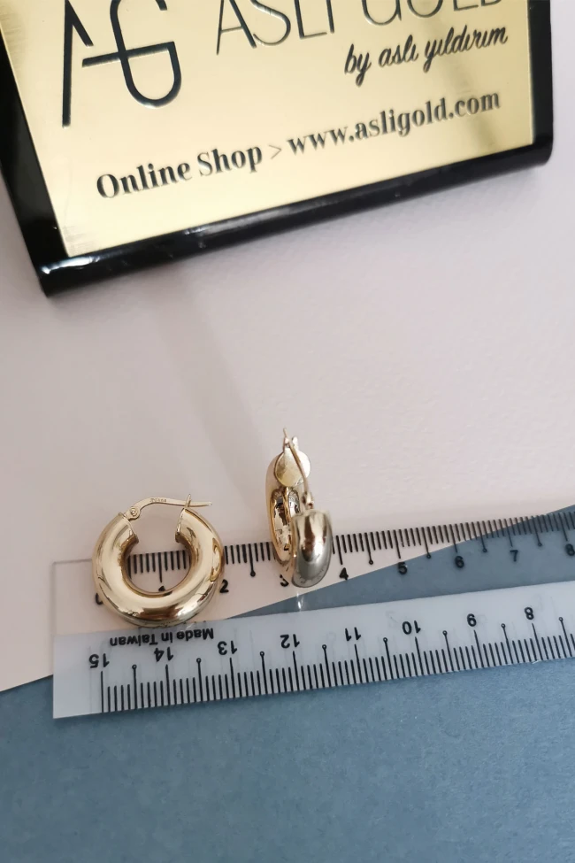 Altın 2 Cm 6 Mm Kalın Halka Küpe