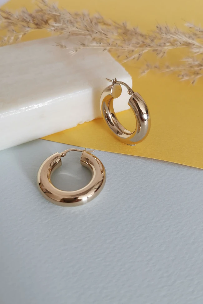 Altın 2.5 Cm 6 Mm Kalın Halka Küpe